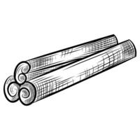 Hand drawn cinnamon sticks illustration on white background, ink and pen style vector