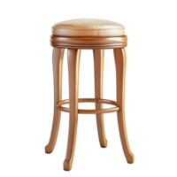 Wooden Bar Stool with Round Seat Isolated on Transparent Background png