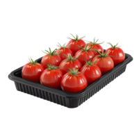 Tomatoes in Black plastic tray isolated on transparent background png