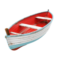Red and white rowboat with oars isolated on transparent background png