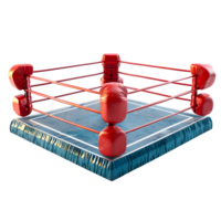Blue Boxing Ring with Ropes Isolated on Transparent Background png