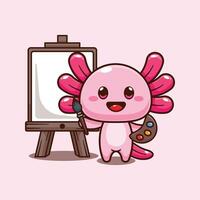 Axolotl wants to paint on canvas vector