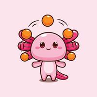 Axolotl circus attraction with balls vector