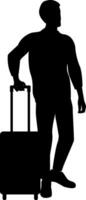 Silhouette of a man with suitcase. vector