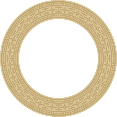 round gold ancient Russian ornament. Slavic border, frame. Circle, ring. Painting of the royal chambers.