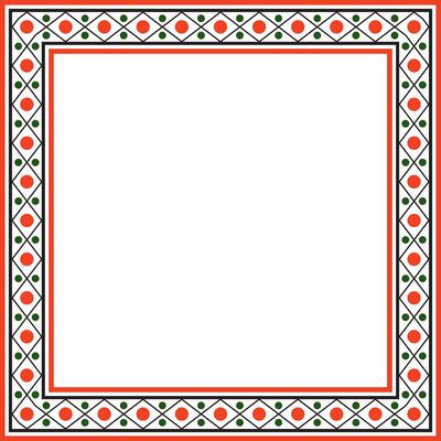 square colored ancient Russian ornament. Slavic rectangle, border, frame. Painting of the royal chambers.