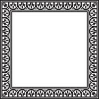 square black monochrome border, frame, Pompeii. Rectangle Neopolitan ornament. Art of Ancient Rome. Template for stained glass vector