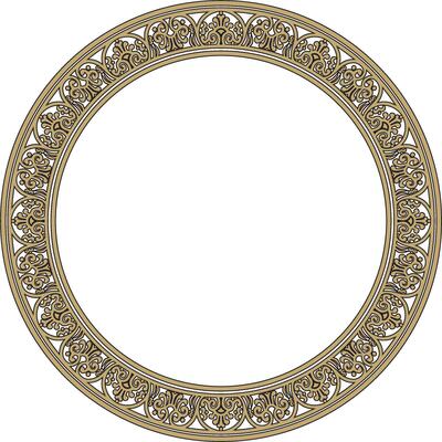round gold with black border, frame, Pompeii ring. Circle Neopolitan ornament. Art of Ancient Rome.