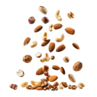 Falling mix nuts isolate on transparency background png