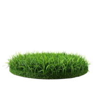floating thin round podium of green grass isolate on transparency background png