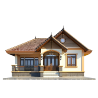 Bungalow front view full length isolate on transparency background png