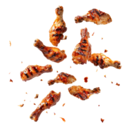 floated Barbecue chicken falling isolate on transparency background png
