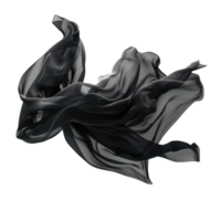 floating black fabric blowing isolate on transparency background png