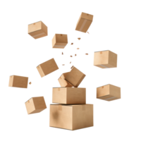floated cardboard boxes falling isolate on transparency background png
