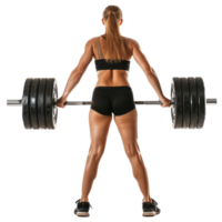 young woman bodybuilder lift with heavy weights isolate on transparency background png