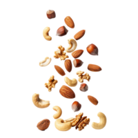 Falling mix nuts isolate on transparency background png