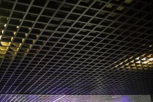 Lattice ceiling. Lattice in interior. Ceiling in building. photo
