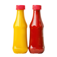 Plastic yellow Mustard and red ketchup bottle isolate on transparency background png
