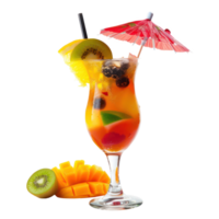 fruity cocktail adorned with a tiny umbrella isolate on transparency background png