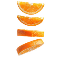 floated slices of orange falling isolate on transparency background png