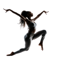 floated full body female dancer gesture posing isolate on transparency background png