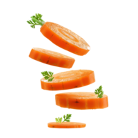 floating slices of carrot isolate on transparency background png
