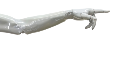 Robot hand pointing isolate on transparency background png