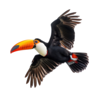 Toucan bird fly full body isolate on transparency background png