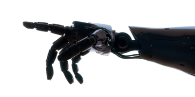 Robot hand pointing isolate on transparency background png