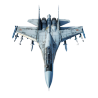 Fighter jet top view full length isolate on transparency background png
