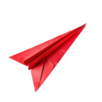 floated red Paper airplane isolate on transparency background png