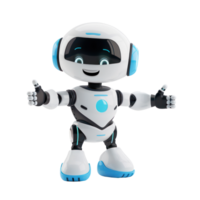 3d AI robot and automation, happy, UIUX, isolate on transparency background png