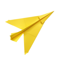 floated yellow Paper airplane isolate on transparency background png