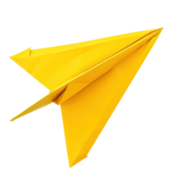 floated yellow Paper airplane isolate on transparency background png