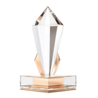 Blank arrow shape glass trophy crystal front view isolate on transparency background png
