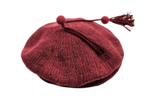 Red Knitted Beret with Tassels png
