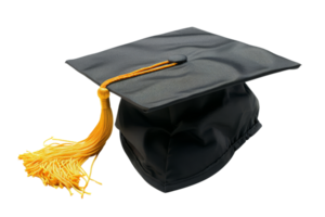 Black Graduation Cap with Gold Tassel png