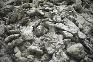 Blocks of ice outside. Collected snow in yard. Cleaning area. photo