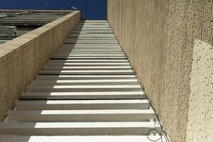 Details of architecture of Soviet Union. Architecture of 20th century. Building is outside. photo