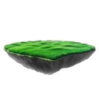 Round soil ground empty floating island with green grass field png