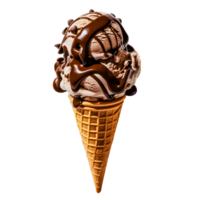 An ice cream cone with chocolate sauce png