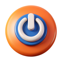 3D power button icon on transparant background png