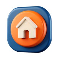 3D home icon on transparant background png