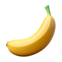 3d weergegeven banaan met een levendig geel huid en een groen stam Aan een transparant achtergrond, presentatie van een zacht, realistisch structuur en levendig kleur. png