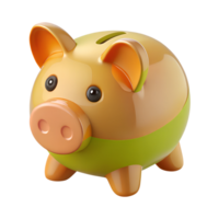 3D rendered colorful piggy bank with a glossy finish on a transparent background, symbolizing savings and financial growth. png