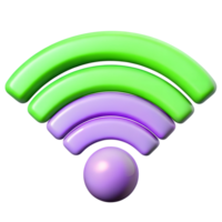 3D rendered colorful Wi-Fi symbol with green and purple arcs on a transparent background, conveying connectivity. png