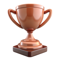 3D rendered bronze trophy cup with elegant handles on a transparent background, representing achievement or award recognition. png