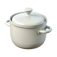 3D rendered image of a white lidded cooking pot with handles, isolated on a transparent background. png