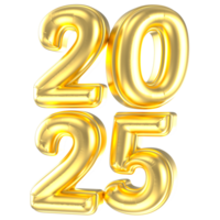 Happy New Year Number 2025 Gold 3D Render png