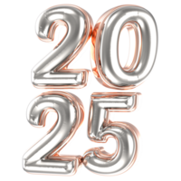Happy New Year Number 2025 Silver And Rose 3D Render png
